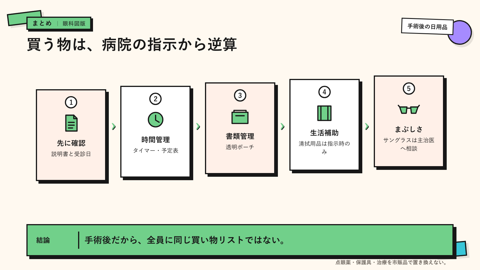 術後のまぶしさ対策としてサングラスを確認するイメージ